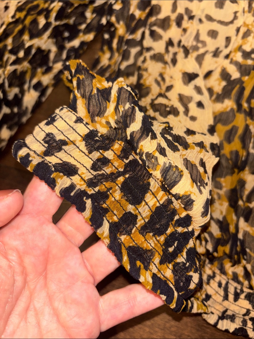 Free People Roma Leopard Animal Print Ruffle Blouse - Picture 4 of 15